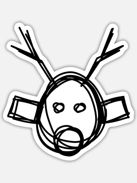 Rentier handgezeichnet - Sticker Größe S (10 x 10 cm) - Mattweiß