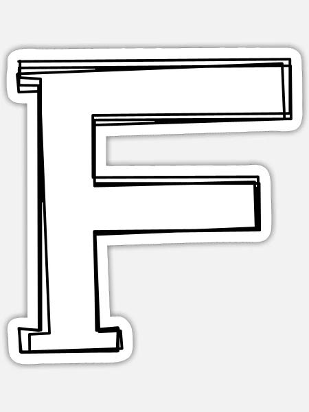 Buchstabe F handgezeichnet - Sticker Größe S (10 x 10 cm) - Mattweiß