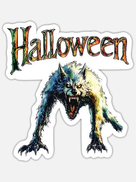 Halloween-Werwolf - Sticker Größe S (10 x 10 cm) - Mattweiß