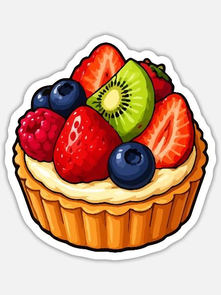 Beerenfrucht Törtchen Muster - Sticker Größe S (10 x 10 cm) - Mattweiß
