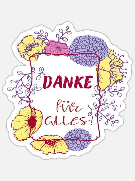 Danke für Alles - Sticker Größe S (10 x 10 cm) - Mattweiß