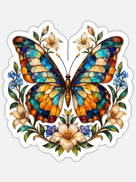 Schmetterlinge Schöner Schmetterling - Sticker Größe S (10 x 10 cm) - Mattweiß