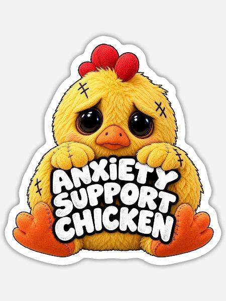 Angsthilfe Huhn Motiv - Sticker Größe S (10 x 10 cm) - Mattweiß