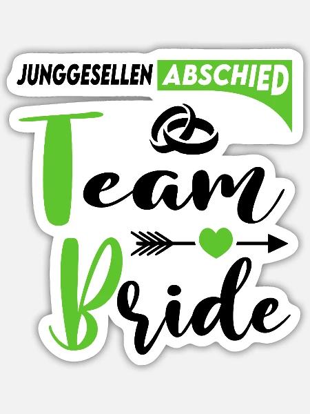 Junggesellenabschied Team Bride Hochzeit Ringe - Sticker Größe S (10 x 10 cm) - Mattweiß