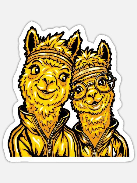 Alpaka Love Tiere - Sticker Größe S (10 x 10 cm) - Mattweiß