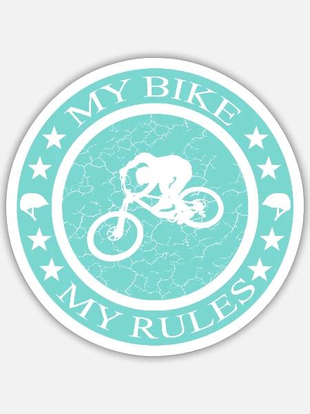My Bike My Rules - Biken - Sticker Größe S (10 x 10 cm) - Mattweiß