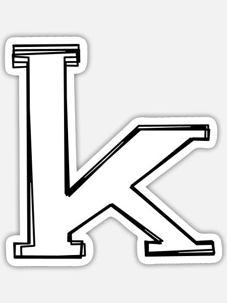 Kleinbuchstabe k handgezeichnet - Sticker Größe S (10 x 10 cm) - Mattweiß