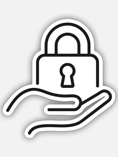 Vorhängeschloss-Symbol in der Handlinie - Sticker Größe S (10 x 10 cm) - Mattweiß