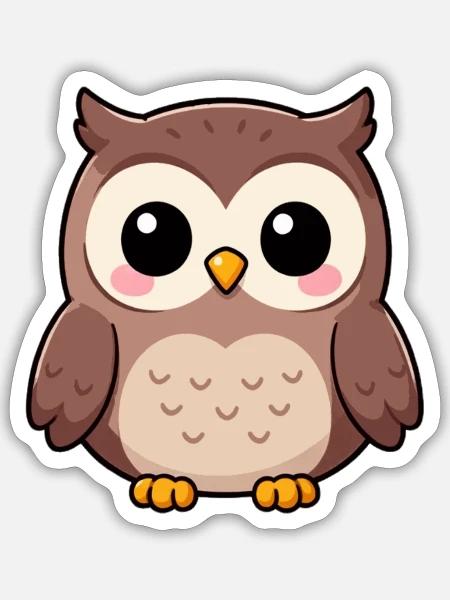 Niedliche Eule Kawaii Geschenk  - Sticker Größe S (10 x 10 cm) - Mattweiß