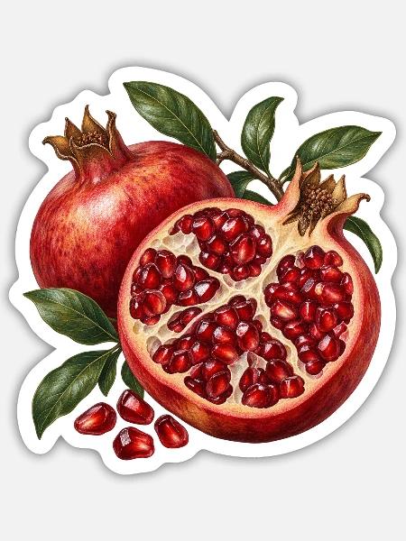 Granatapfel geöffnet zu Ruby Chambers - Sticker Größe S (10 x 10 cm) - Mattweiß