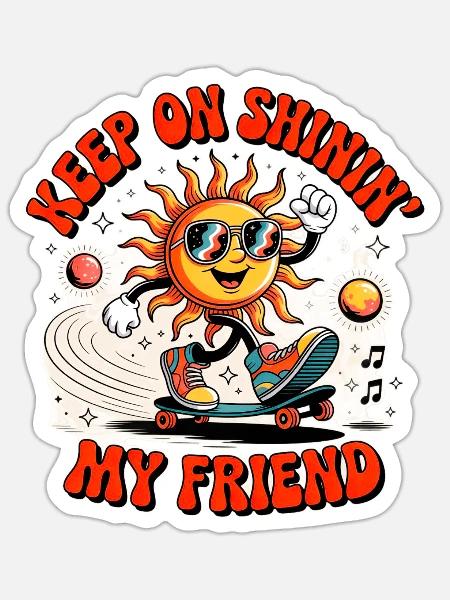 Lächelnde Sonne auf Skateboard - Sticker Größe S (10 x 10 cm) - Mattweiß