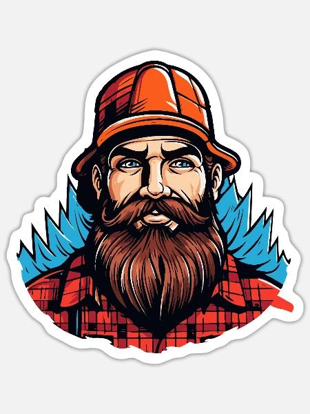 Lumberjack mit rotem Flanell - Sticker Größe S (10 x 10 cm) - Mattweiß