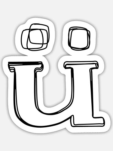 Kleinbuchstabe ü handgezeichnet - Sticker Größe S (10 x 10 cm) - Mattweiß