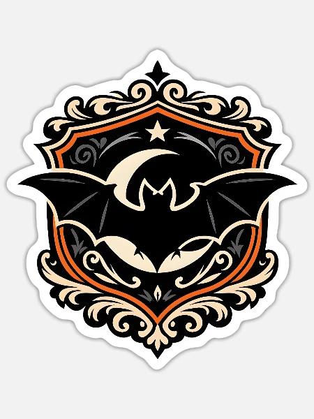 Dunkles Fledermaus Emblem - Sticker Größe S (10 x 10 cm) - Mattweiß