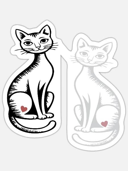 zwei Katzen - Sticker Größe S (10 x 10 cm) - Mattweiß