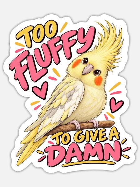 Süßer, lustiger Nymphensittich mit Spruch - Sticker Größe S (10 x 10 cm) - Mattweiß
