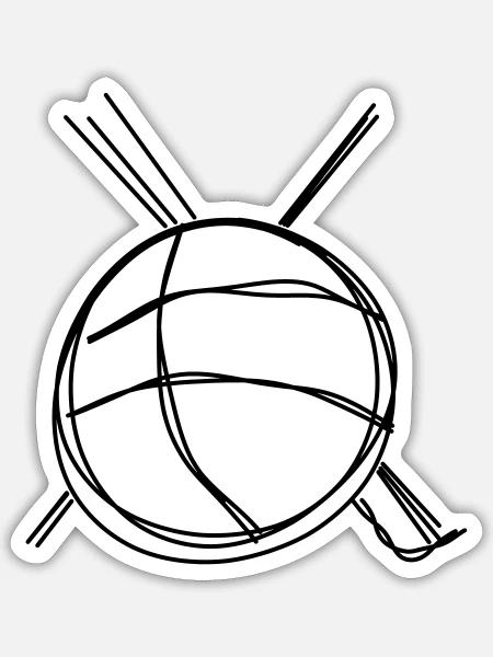 Wollknäuel handgezeichnet - Sticker Größe S (10 x 10 cm) - Mattweiß