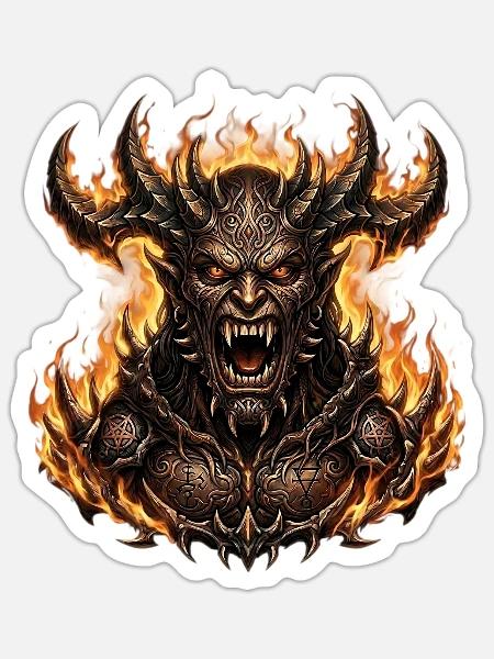 Dämon Teufel Höllenfürst - Sticker Größe S (10 x 10 cm) - Mattweiß