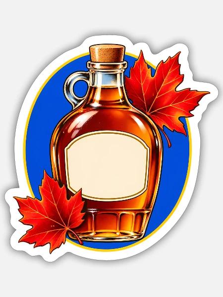 Ahornsirupflasche mit roten Herbstblättern - Sticker Größe S (10 x 10 cm) - Mattweiß