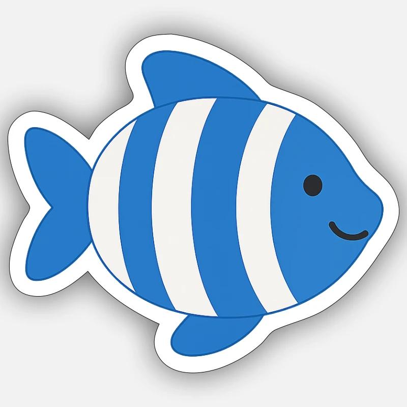 Poisson rayé Sticker taille S (10 x 10 cm)