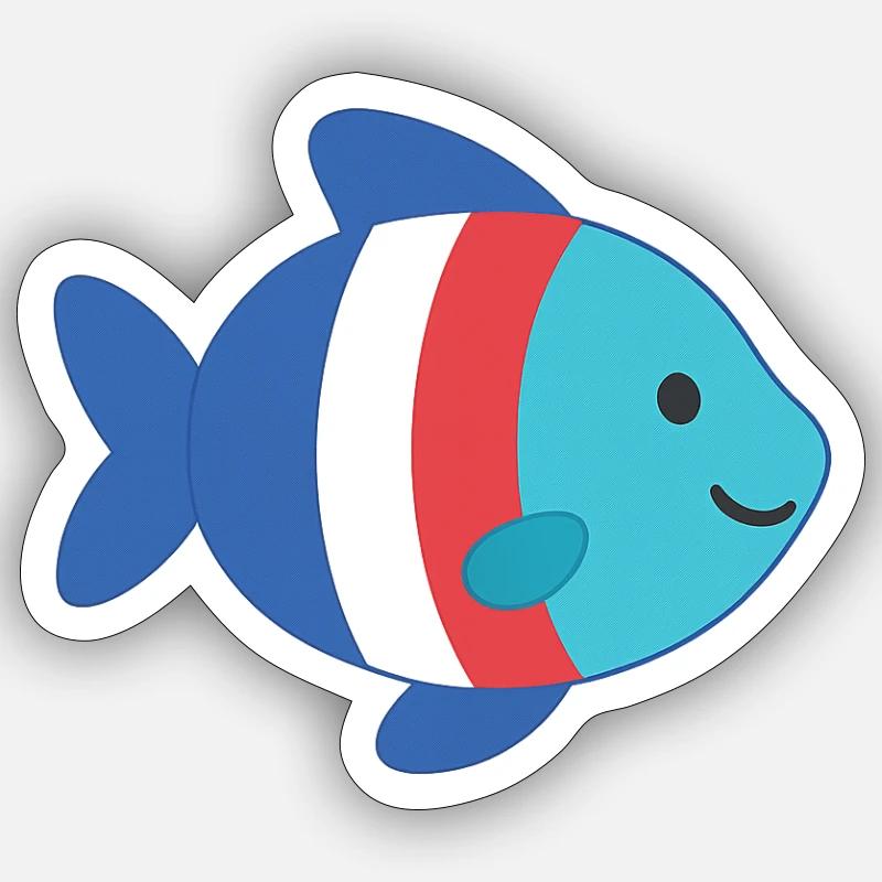 Poisson rayé - Sticker taille S (10 x 10 cm) - blanc mat
