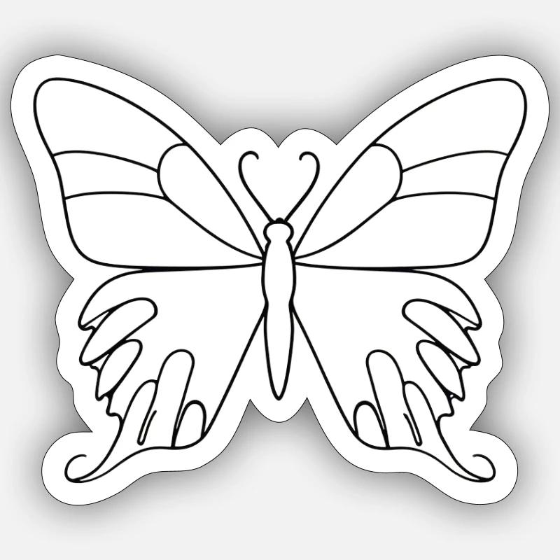Lineart Schmetterling - Sticker Größe S (10 x 10 cm) - Mattweiß