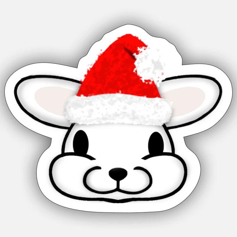 Lapin noel - Sticker taille S (10 x 10 cm) - blanc mat
