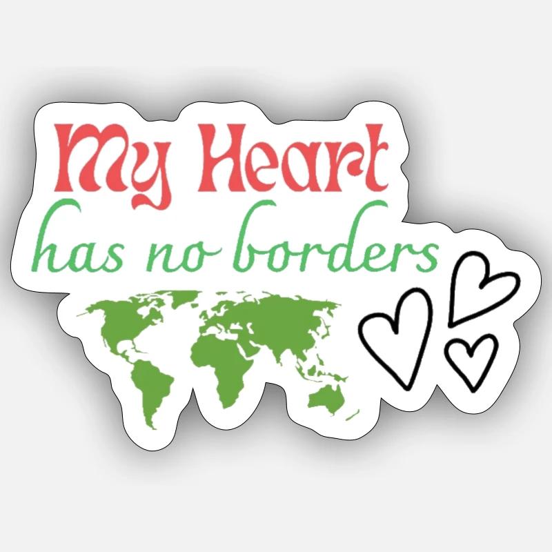 Mon cœur n’a pas de frontières - Sticker taille S (10 x 10 cm) - blanc mat