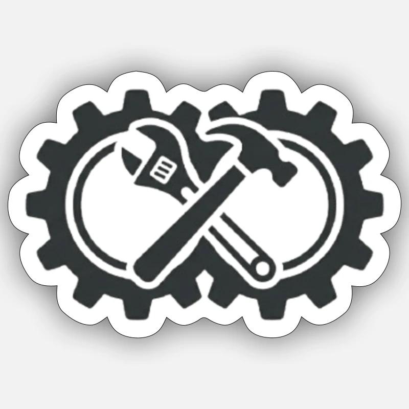Do it yourself! Roue dentée et outils mécaniques Sticker taille S (10 x 10 cm)
