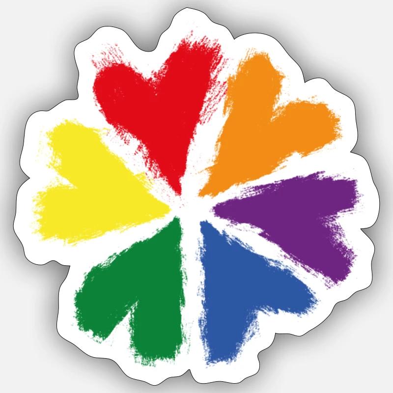 Regenbogenherzblume - Sticker Größe S (10 x 10 cm) - Mattweiß