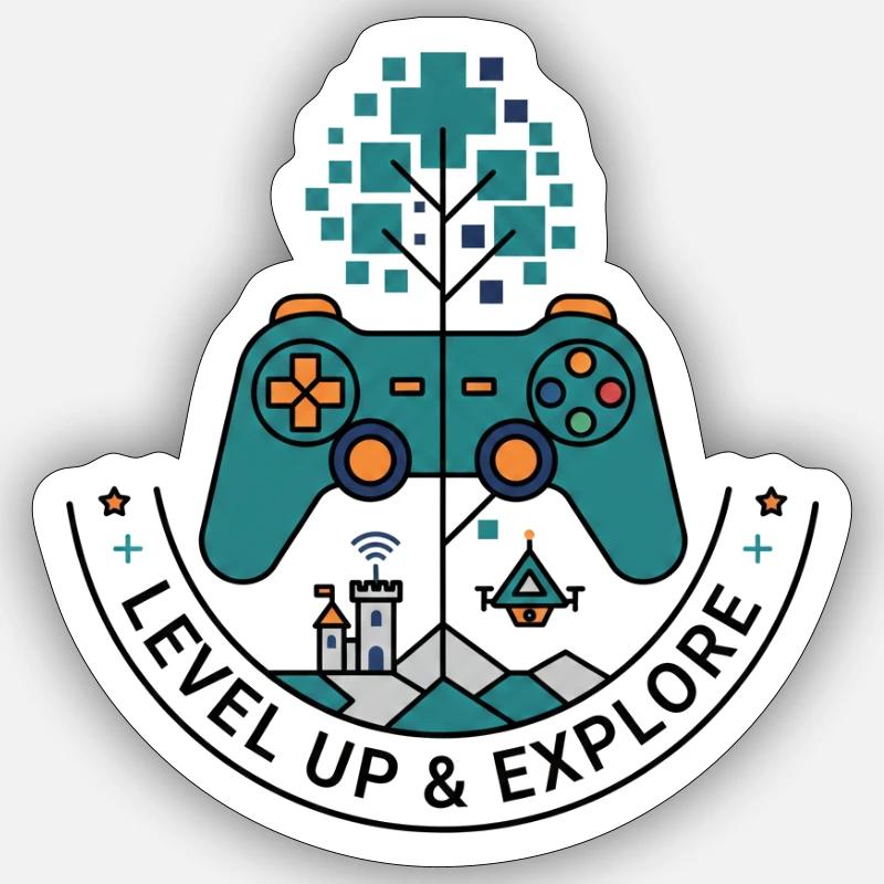 Badge Monte de niveau & Exploration Sticker taille S (10 x 10 cm)