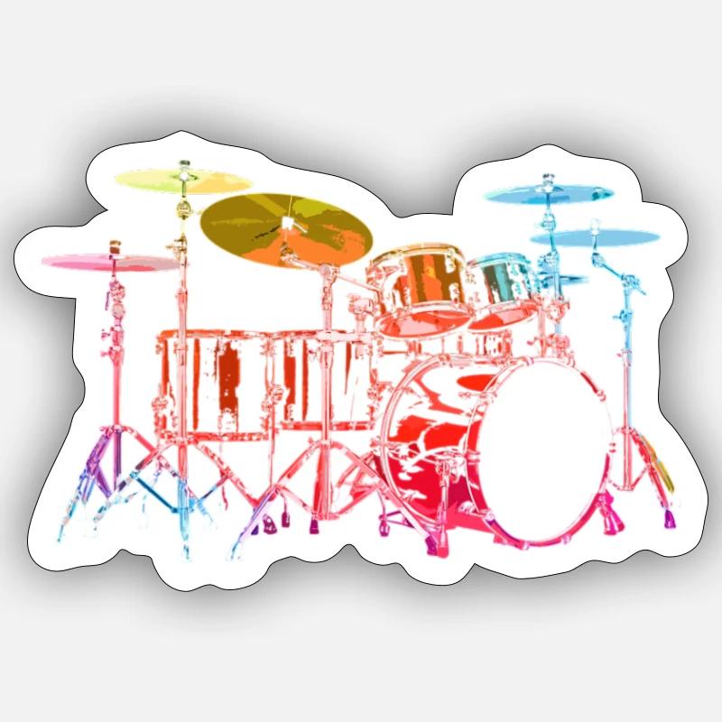 Drum Set kräftige digitale Farben Sticker Größe S (10 x 10 cm)