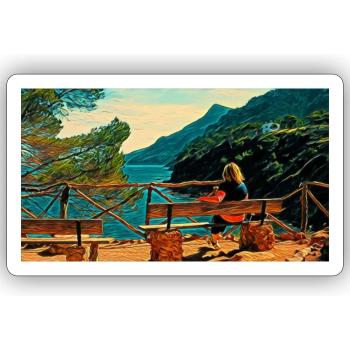 Vue - Sticker taille S (10 x 10 cm) - blanc mat - Devant
