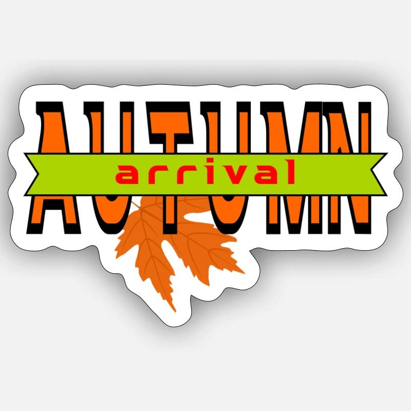 Automne Feuille Arrivée Design Graphique - Sticker taille S (10 x 10 cm) - blanc mat