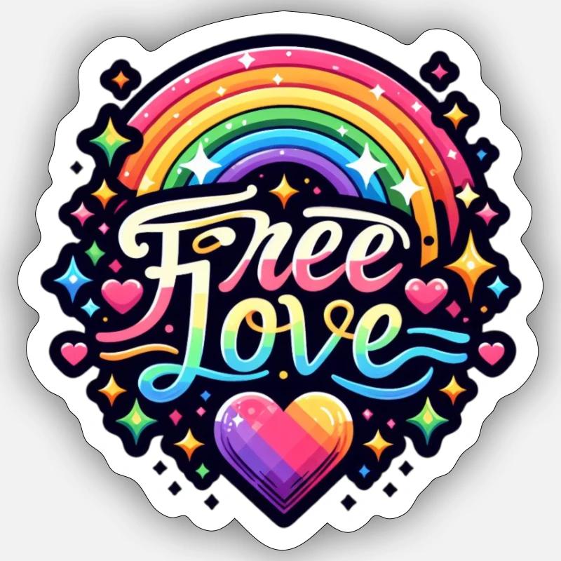 FreeLove1 - Sticker Größe S (10 x 10 cm) - Mattweiß