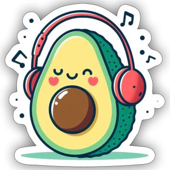 Musik Avocado - Sticker Größe S (10 x 10 cm) - Mattweiß - Vorne