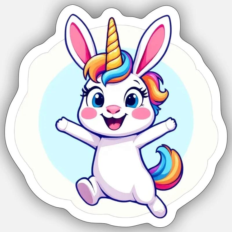 Einhornosterhase - Sticker Größe S (10 x 10 cm) - Mattweiß