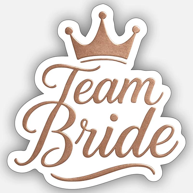 Team Bride Krone Rose Gold - Sticker Größe S (10 x 10 cm) - Mattweiß