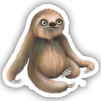 Sloth chills and relaxed brown - Sticker size S (10 x 10 cm) - white matte - Front