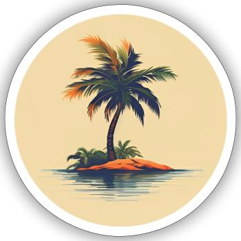 Palmen Insel - Sticker Größe S (10 x 10 cm) - Mattweiß - Vorne
