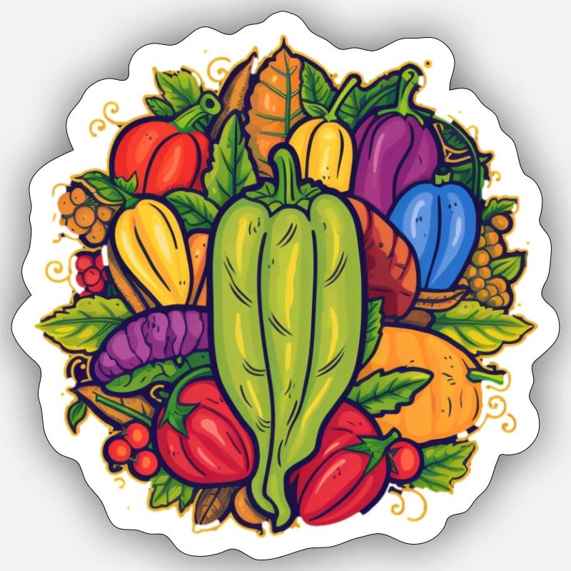 Artful vegetables from above - Sticker size S (10 x 10 cm) - white matte