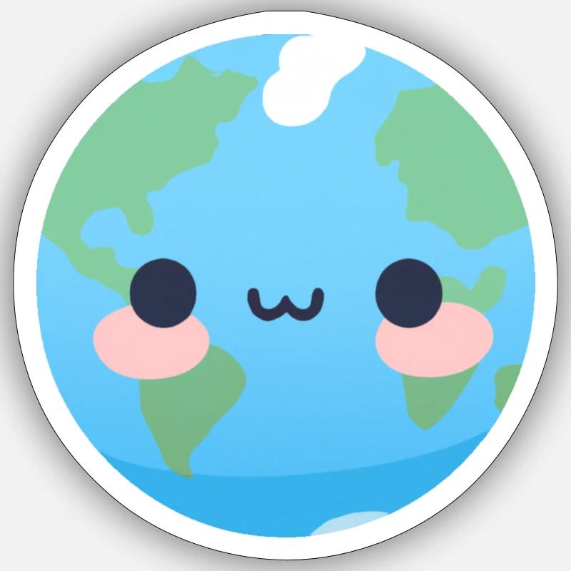 Kawaii cute planet Earth - Sticker size S (10 x 10 cm) - white matte