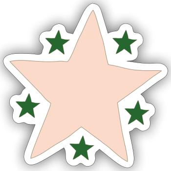 Star Pink Green - Sticker size S (10 x 10 cm) - white matte - Front