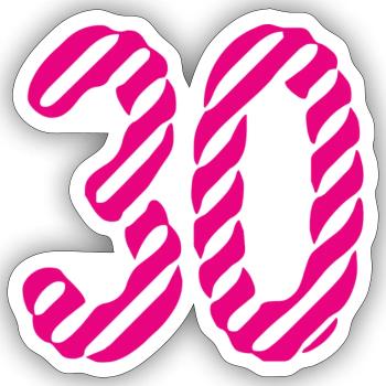 30. 30 ANS. 30e ANNIVERSAIRE. ANNIVERSAIRE 30 ANS. - Sticker taille S (10 x 10 cm) - blanc mat - Devant