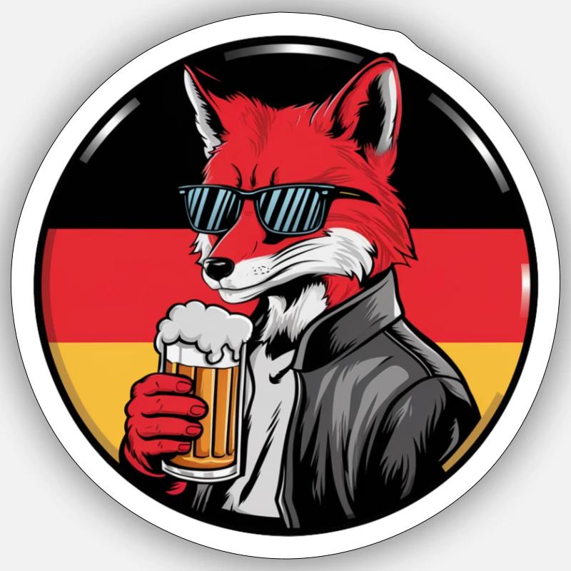 Fuchs Bier Geschenk - Sticker Größe S (10 x 10 cm) - Mattweiß