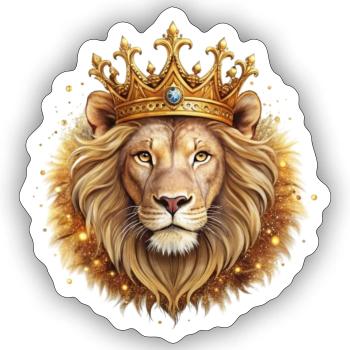 Lion d'or - Sticker taille S (10 x 10 cm) - blanc mat - Devant