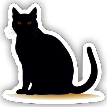 Silhouette de chat noir espiègle - Sticker taille S (10 x 10 cm) - blanc mat - Devant