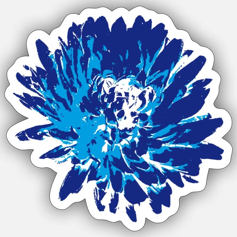Dahlia - floraison - Sticker taille S (10 x 10 cm) - blanc mat