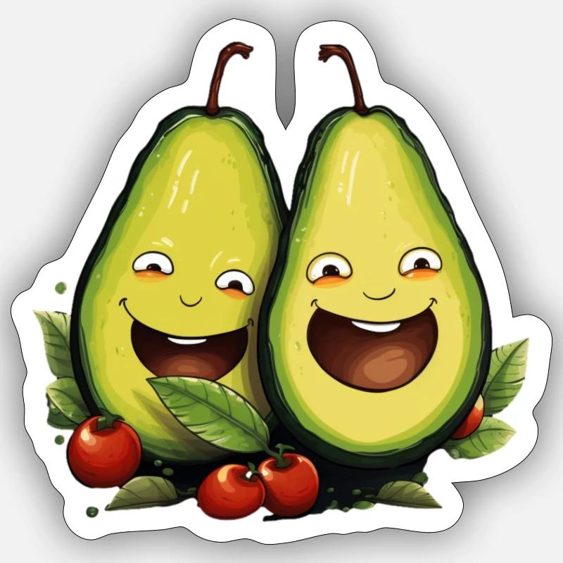 Avocado Pärchen - Sticker Größe S (10 x 10 cm) - Mattweiß