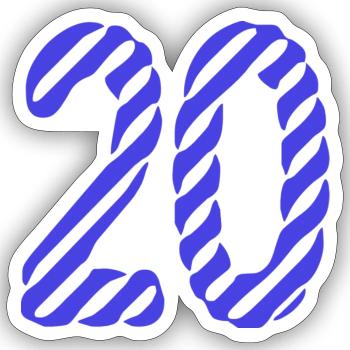 20. 20 YEARS. 20th ANNIVERSARY. 20TH ANNIVERSARY. - Sticker size S (10 x 10 cm) - white matte - Front